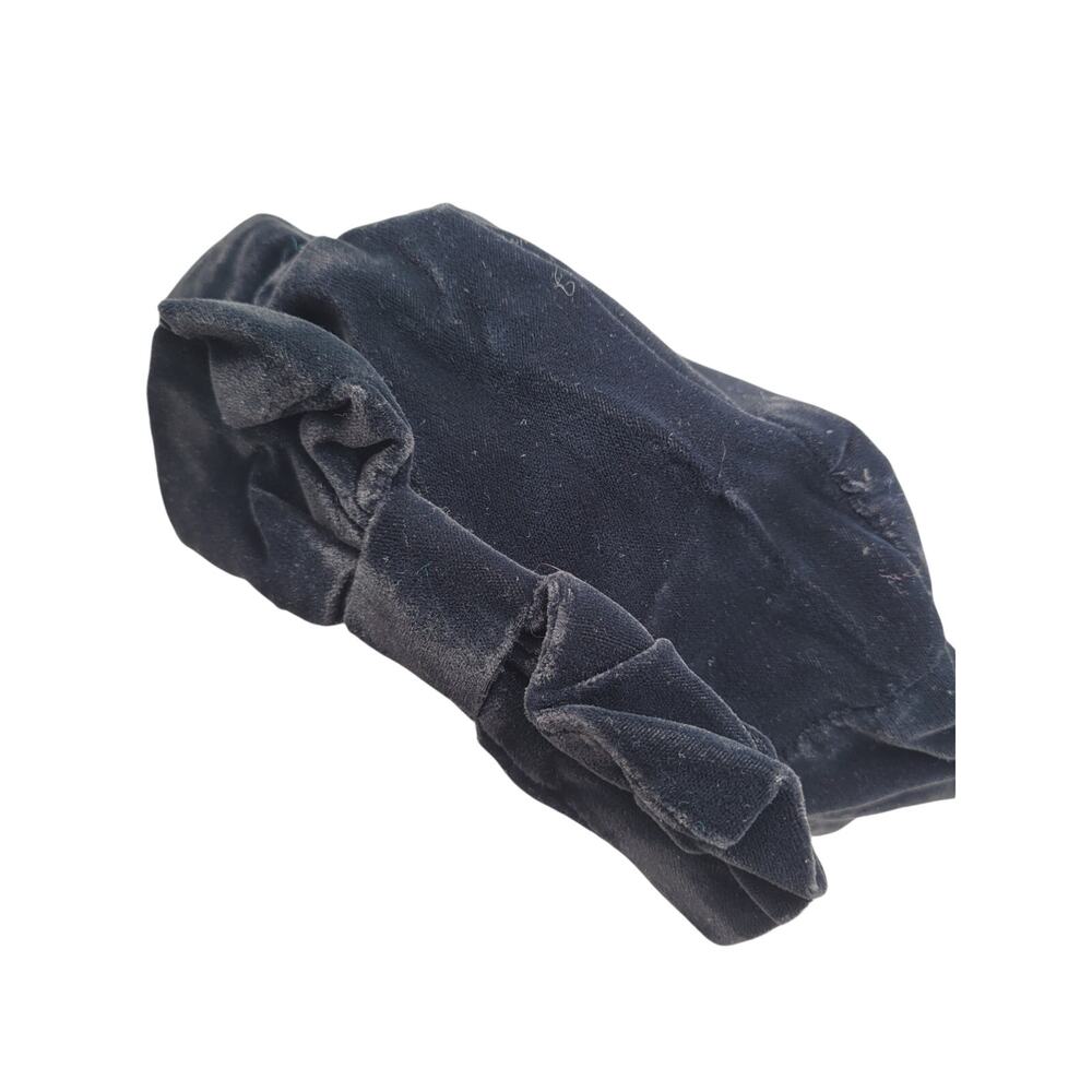 Vintage Black Velvet Center Bow Beret Tam Lined Romantic Goth Opera Glamour